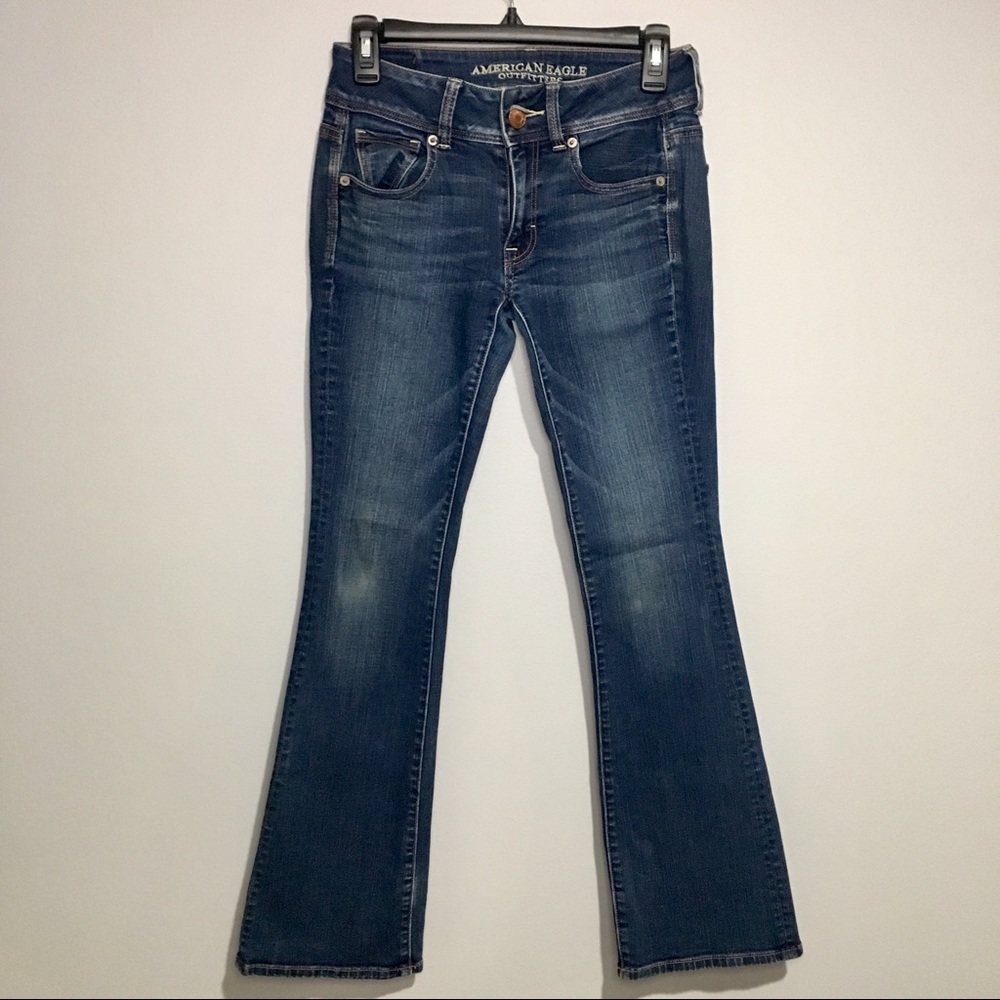 American eagle boot cut dark blue jeans EUC